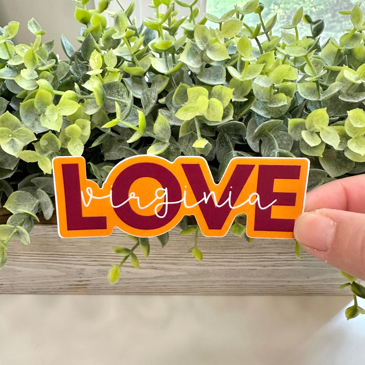 Maroon and Orange Virginia Sticker