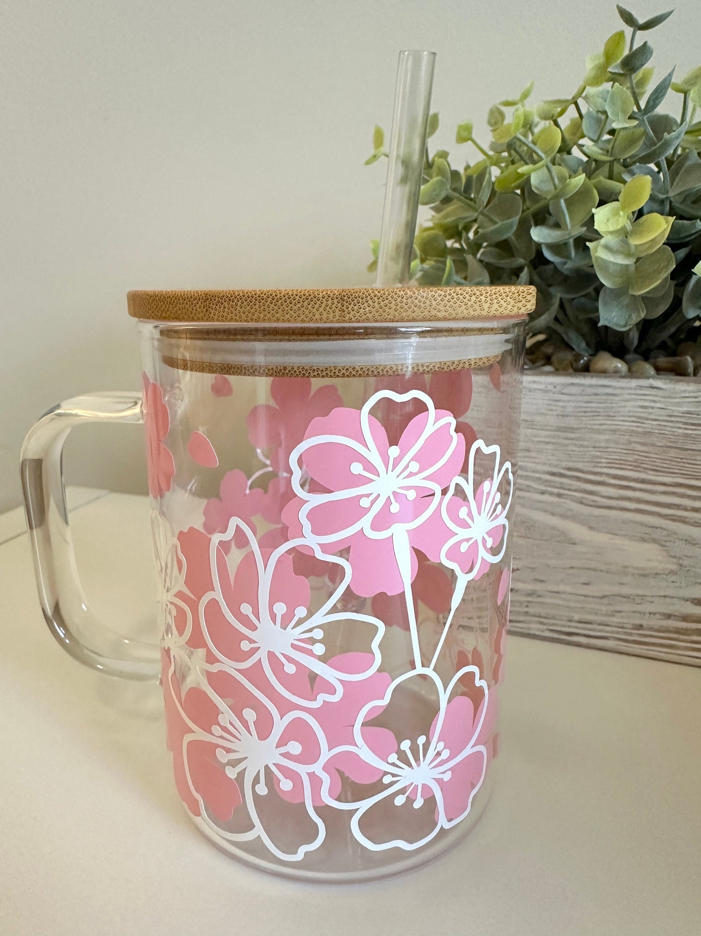 Cherry Blossoms Glass Mug