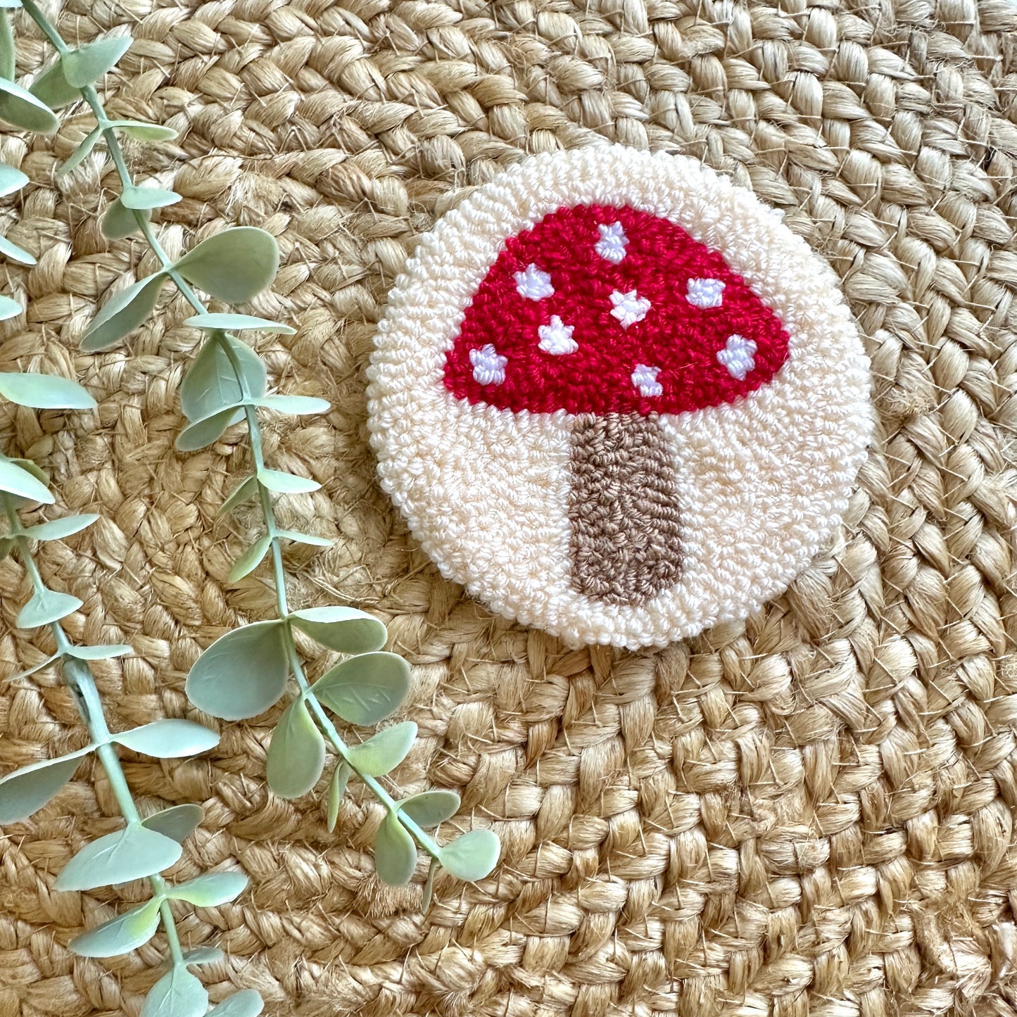 mushroom mug rug