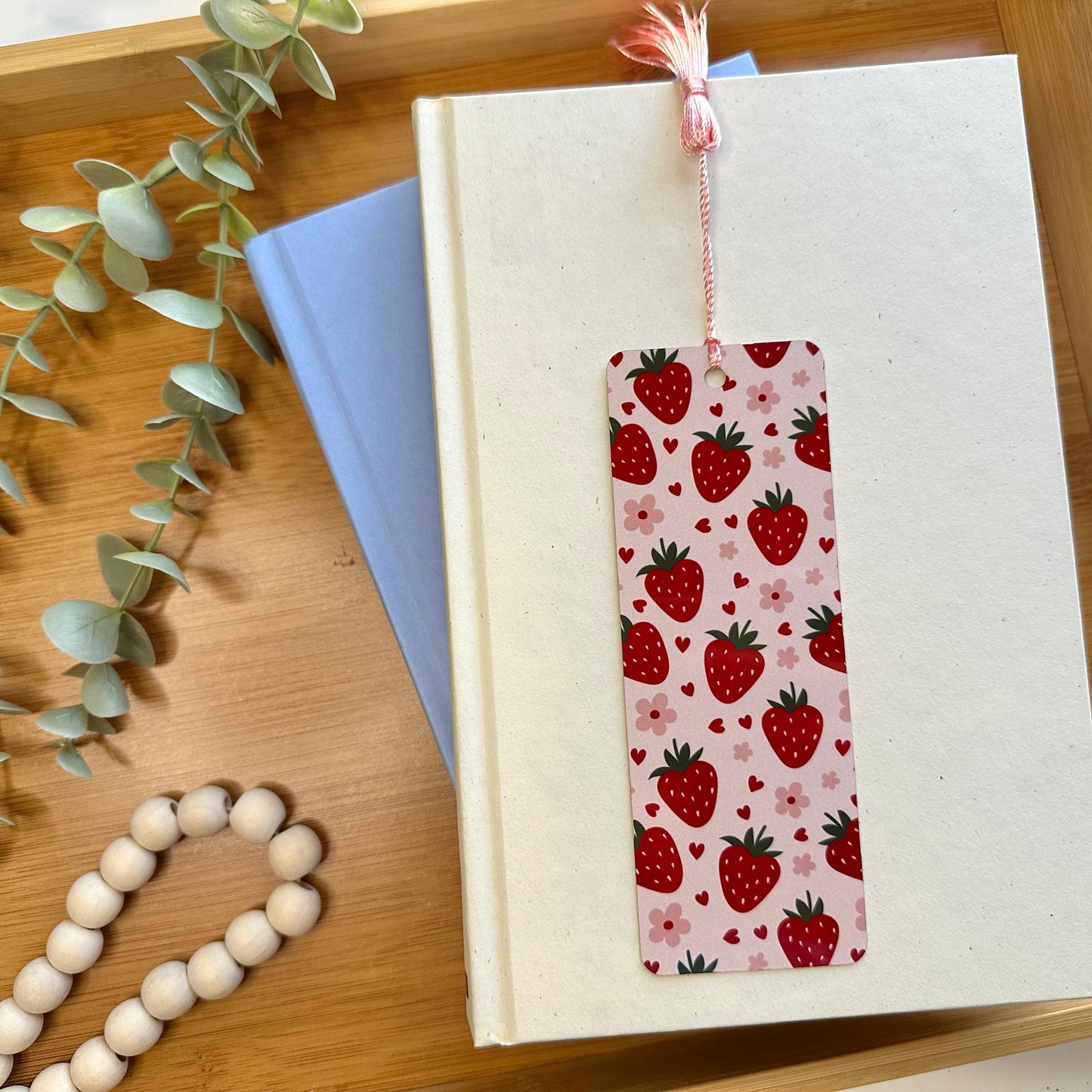 strawberry bookmark with tassel