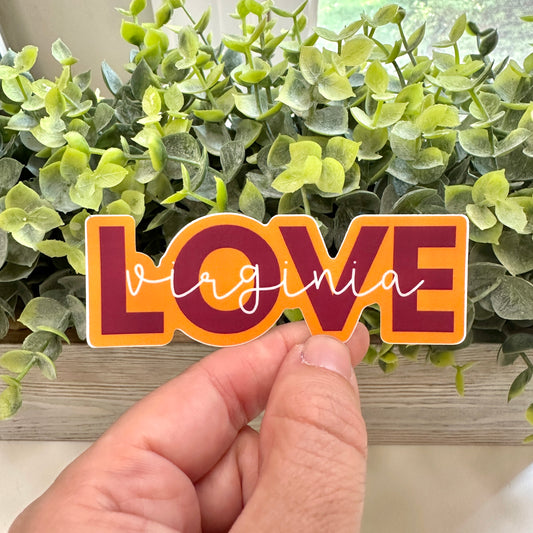 Love Virginia Sticker for Water Bottle