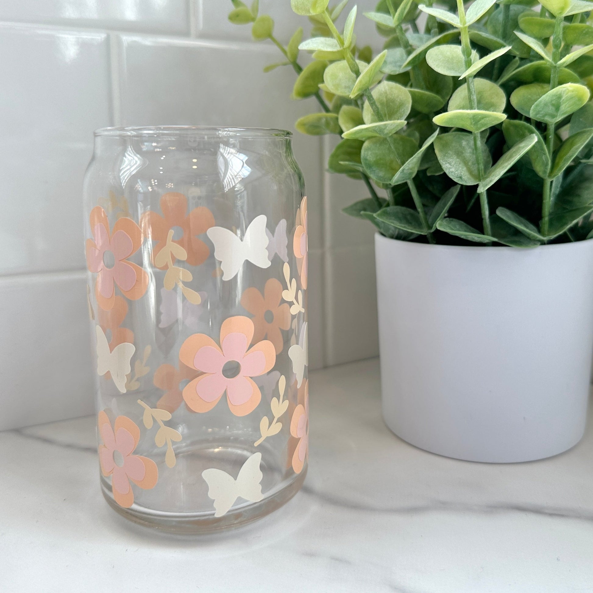 boho flowers iced coffee mug