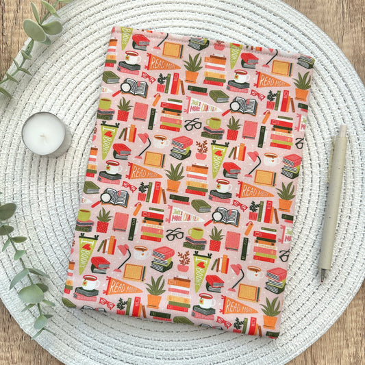 literary-themed fabric book sleeve