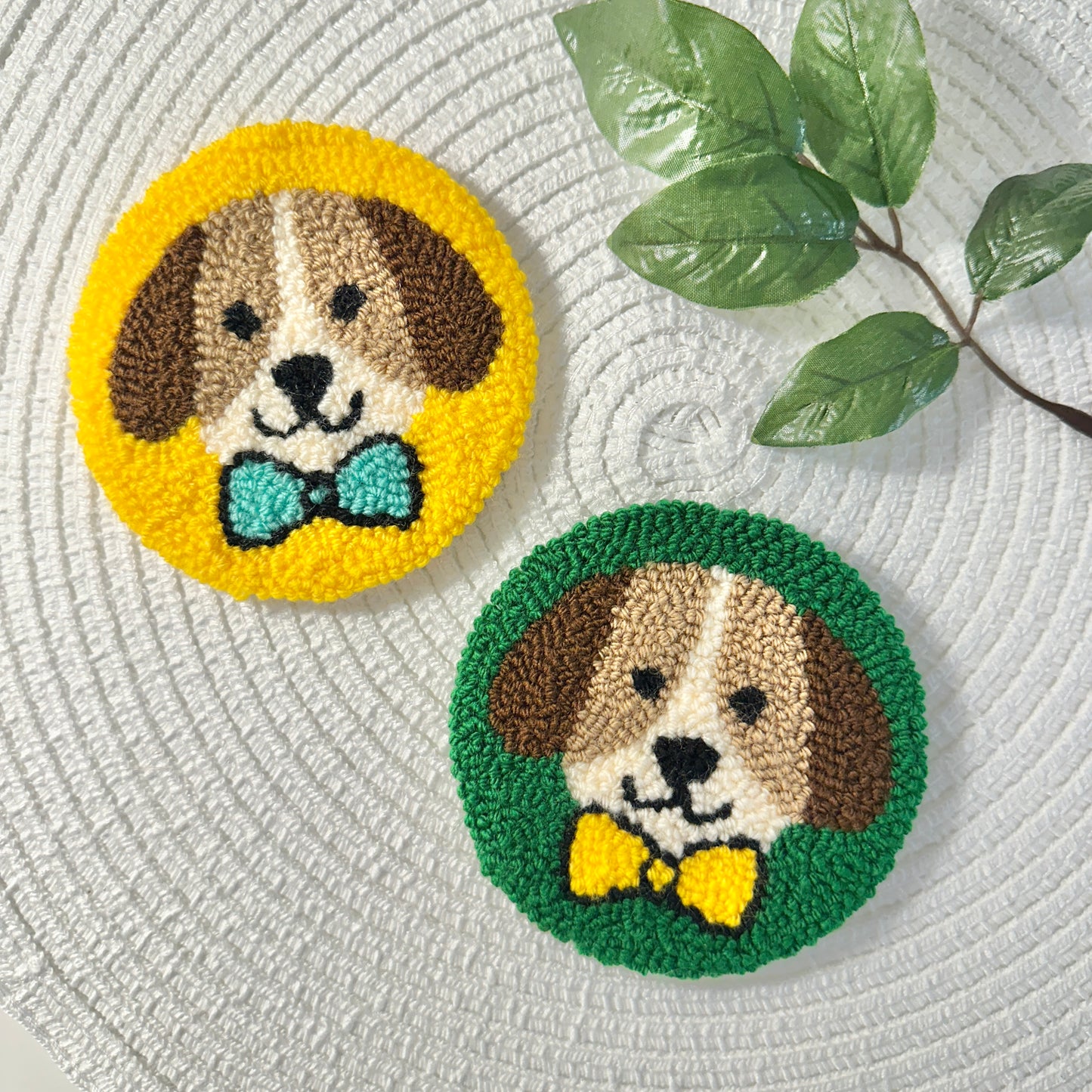 dog with bow tie coaster