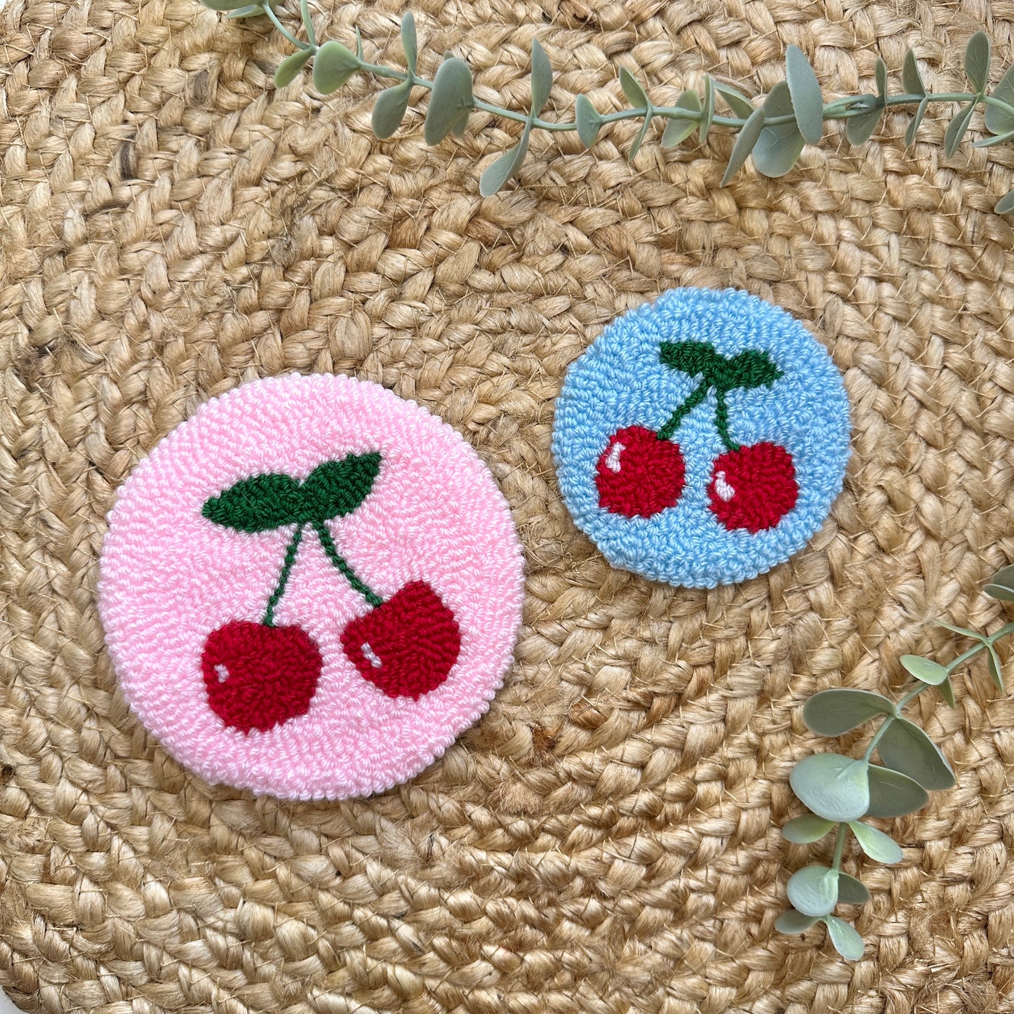 cherry mug rug and car coaster