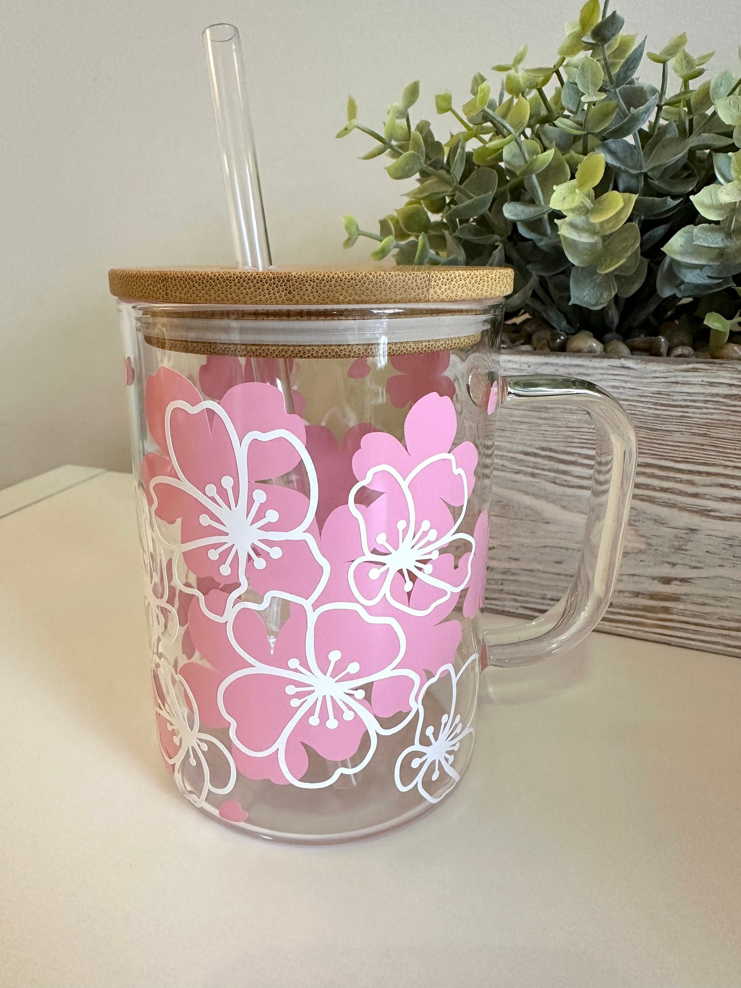 Cherry Blossoms Glass Mug