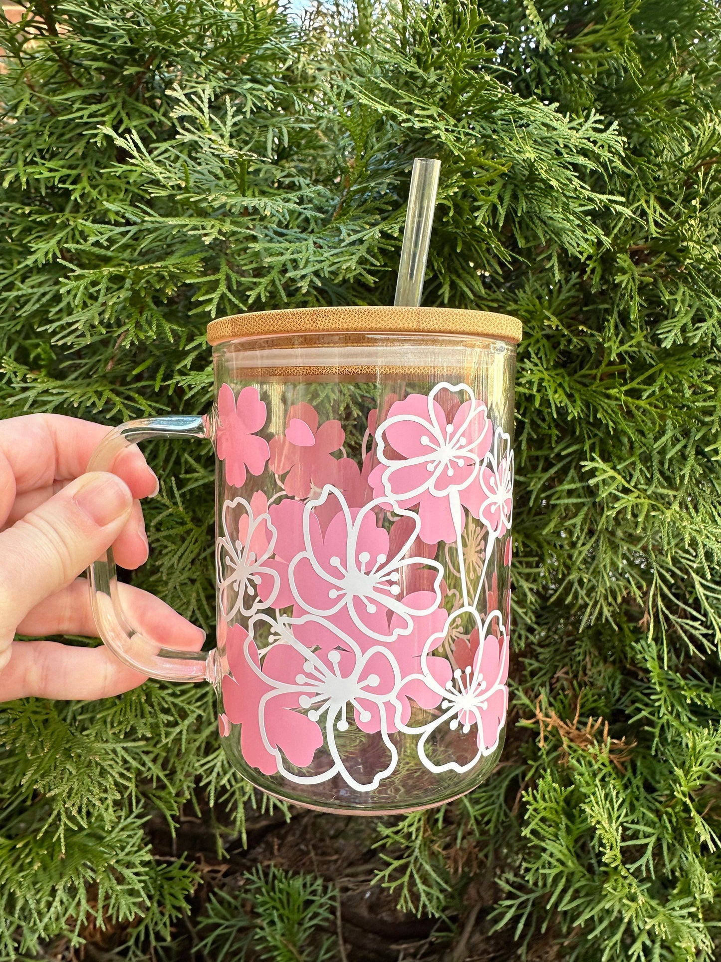 Cherry Blossoms Glass Mug