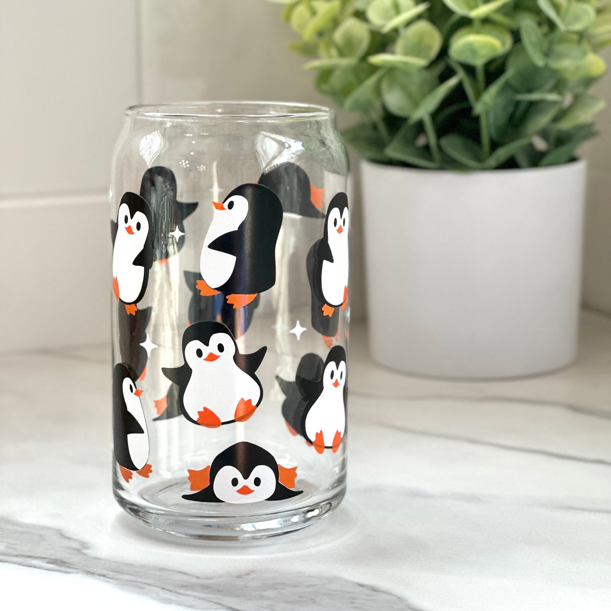 penguin iced coffee cup