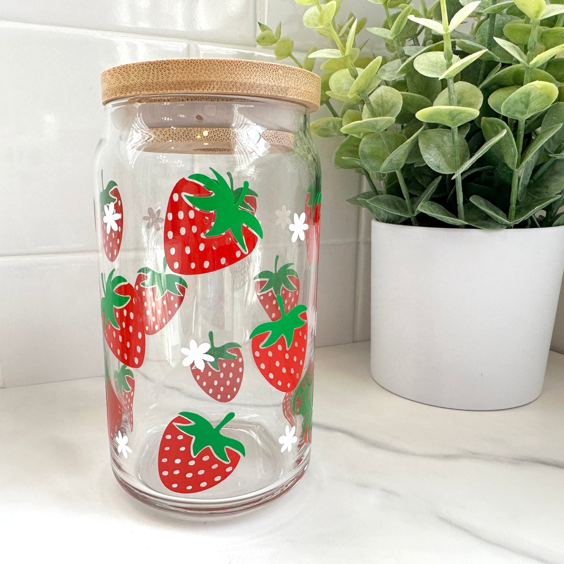 strawberry coffee glass cup