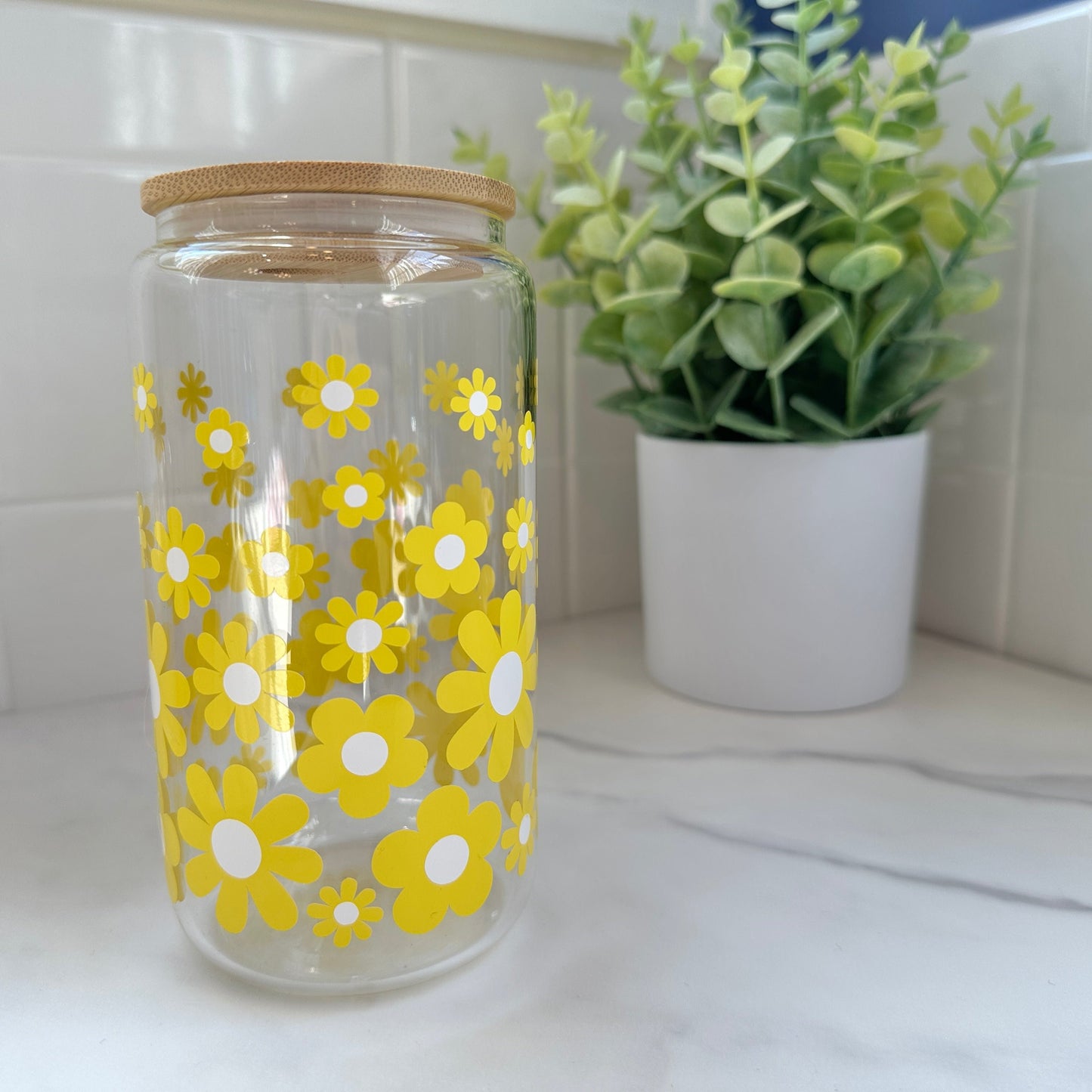 daisy glass tumbler