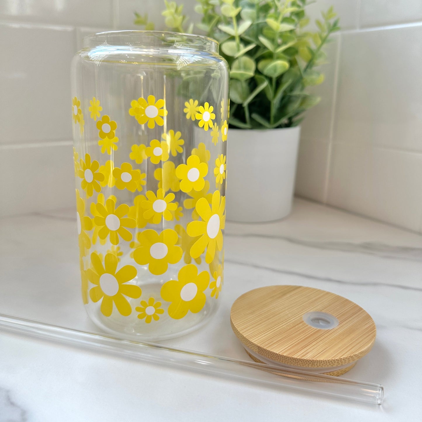 floral glass drinkware